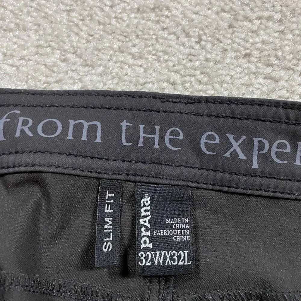 PrAna Pants Mens 32x32* Gray Slim Fit Nylon Stretch Chino Casual Travel Hiking